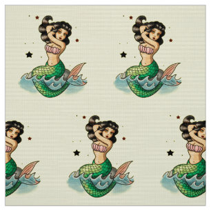 Beautiful Old School Mermaid Fabric