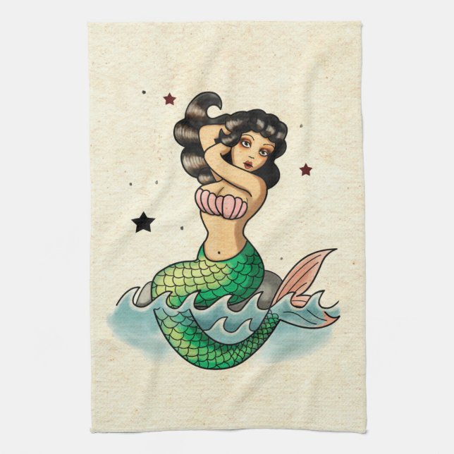 Beautiful Old School Mermaid Towel (Vertical)