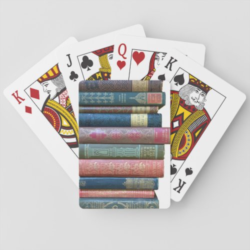 Beautiful old vintage books book spines playing cards