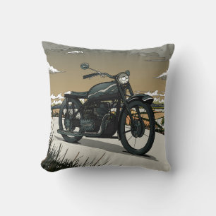Beautiful Old Vintage Motorcycle Throw Pillow