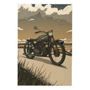 Beautiful Old Vintage Motorcycle Wood Wall Art