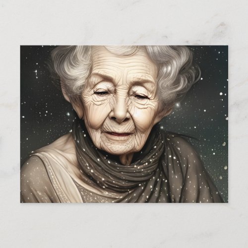  Beautiful Old Woman of Stardust Digital Art  Postcard