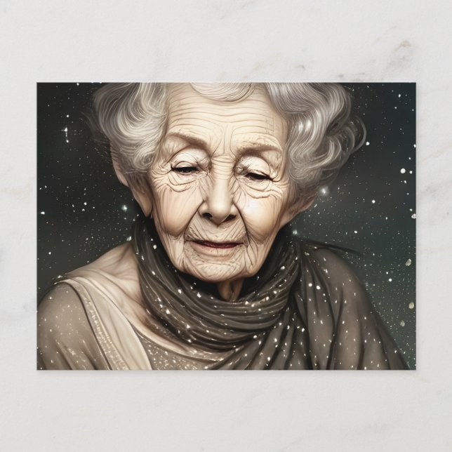  Beautiful Old Woman of Stardust Digital Art  Postcard (Front)
