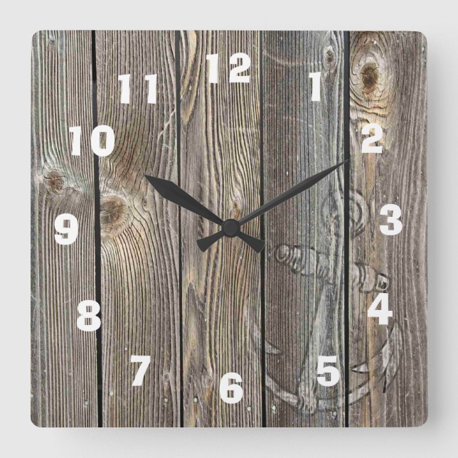 Beautiful Old Wood looking Clock with white Anchor (Front)