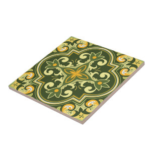 💚💛 Beautiful olive and yellow Azulejos Ceramic Tile
