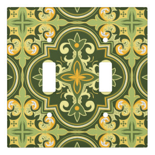 💚💛 Beautiful olive and yellow Azulejos  Light Switch Cover
