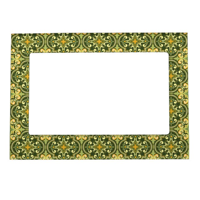 💚💛 Beautiful  olive and yellow Azulejos Magnetic Frame (Front)