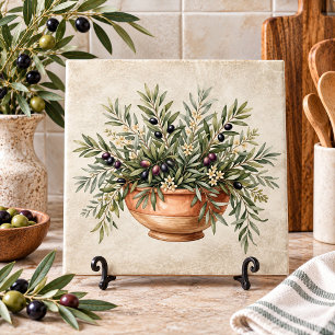 Beautiful Olive Bowl Tuscan Rustic Ceramic Tile