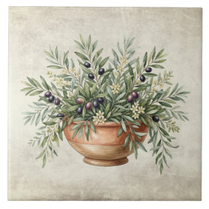 Beautiful Olive Bowl Tuscan Rustic Ceramic Tile