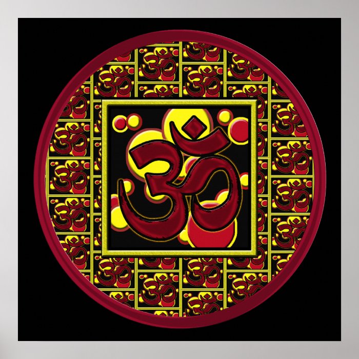 Beautiful Om Aum Symbol w/Circles and Squares Poster
