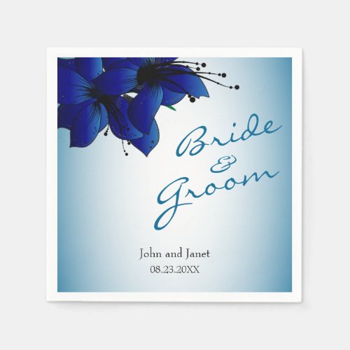 Beautiful Ombre Blue Floral Wedding Napkins