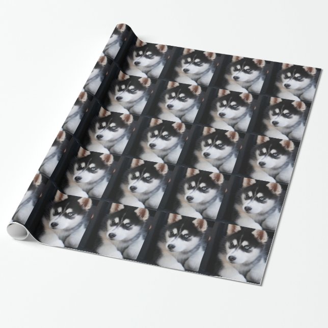 Beautiful One Blue Eye Siberian Husky 2 Wrapping Paper (Unrolled)