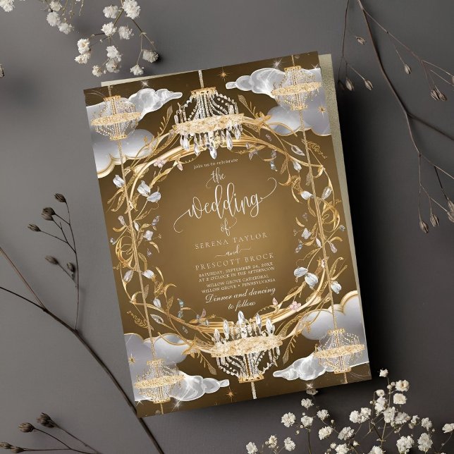Beautiful Opulent Gold and Crystals Wedding Invitation (Creator Uploaded)