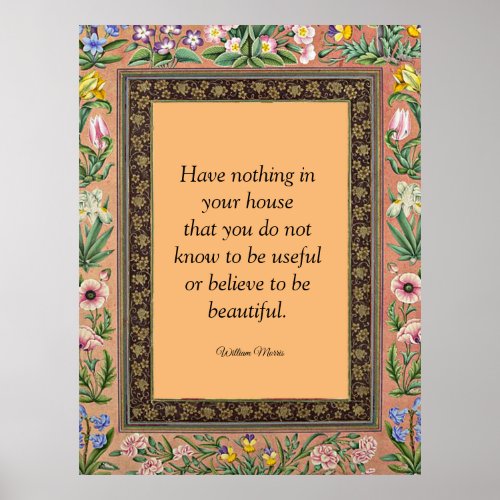 Beautiful or Useful Wlliam Morris quotation Poster