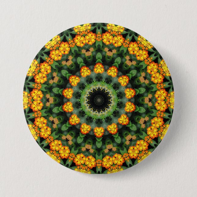 Beautiful Orange and Yellow Lantana Kaleidoscope 2 Button (Front)