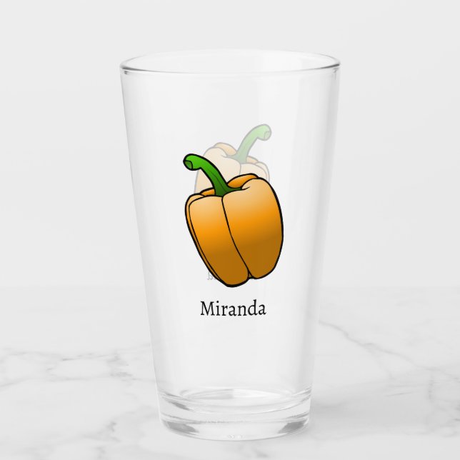 Beautiful Orange Bell Pepper Glass (Front)