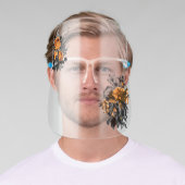 Beautiful Orange Black Rose Bouquet Halloween Face Shield (Insitu)