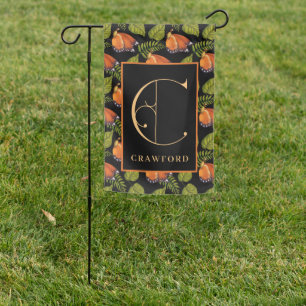 Beautiful Orange Butterflies, Scroll Monogram C Garden Flag