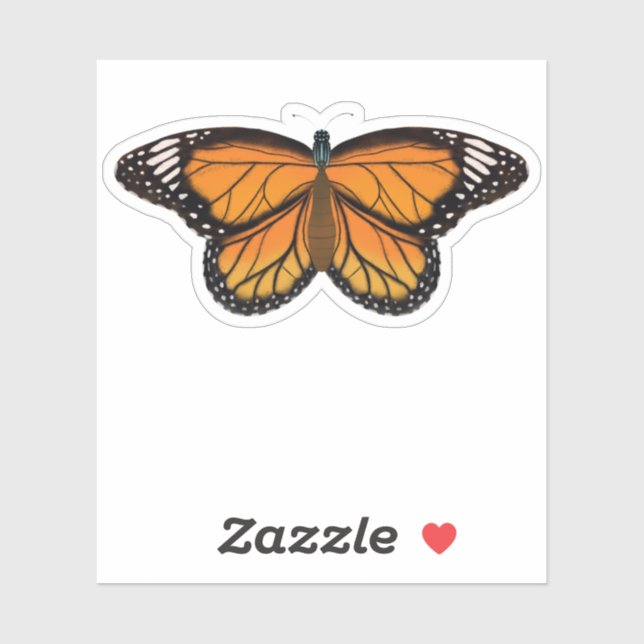 Beautiful Orange Butterfly Drawing Painting Sticker (Sheet)