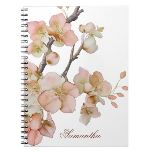 Beautiful orange floral watercolor blossoms  notebook