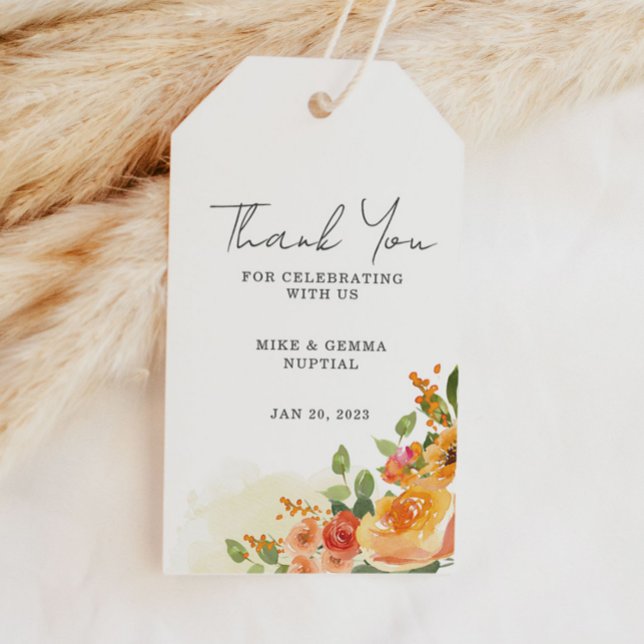 Beautiful Orange Floral Wedding Gift Tags (Creator Uploaded)