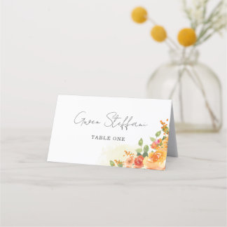 Beautiful Orange Floral Wedding Place Card