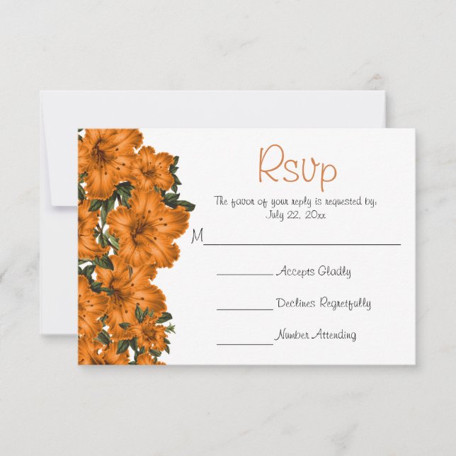 Beautiful Orange Flower Lilies - Wedding RSVP Card (Front)