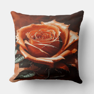 Beautiful Orange Gothic Rose Throw Pillow