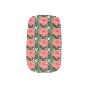 Beautiful Orange Hibiscus Flower False Nails Minx Nail Wraps