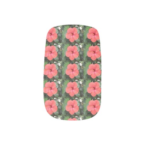 Beautiful Orange Hibiscus Flower False Nails Minx Nail Wraps