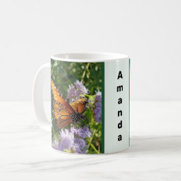 Beautiful Orange Monarch Butterfly Photo Floral Coffee Mug