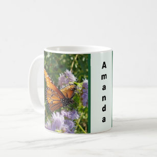 Beautiful Orange Monarch Butterfly Photo Floral Coffee Mug