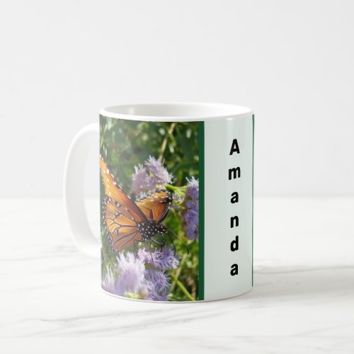 Beautiful Orange Monarch Butterfly Photo Floral Coffee Mug