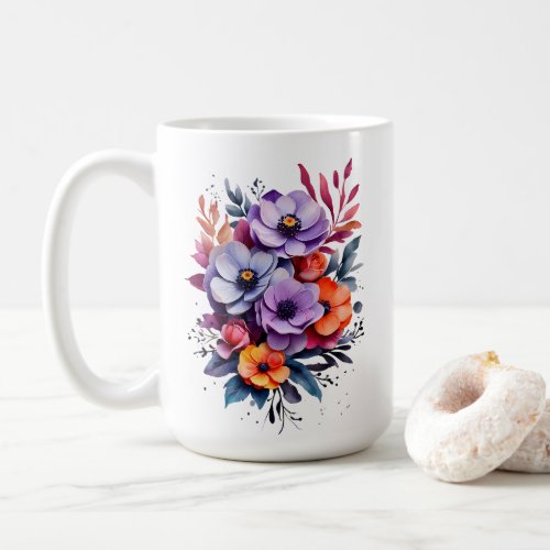 Beautiful Orange Pink Blue Purple Flowers  Coffee Mug