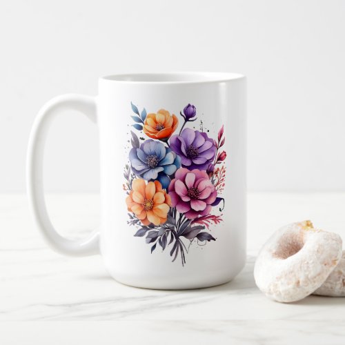 Beautiful Orange Pink Blue Purple Flowers  Coffee Mug