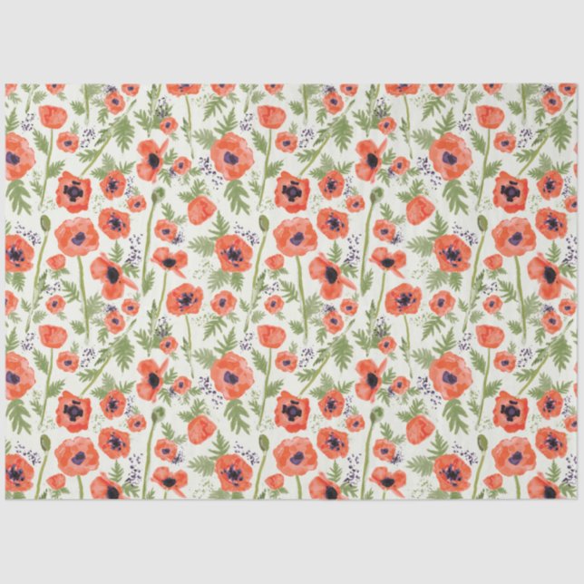 Beautiful Orange Poppies Floral Tissue Paper (Front)