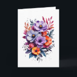 Beautiful Orange Purple Blue Flowers Blank  Card<br><div class="desc">Gorgeous colors bring out the beauty in these flowers.  Blank greeting card for birthday,  anniversary,  new baby,  thank you,  sympathy,  etc.</div>