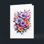 Beautiful Orange Purple Blue Flowers Blank  Card<br><div class="desc">Gorgeous colors bring out the beauty in these flowers.  Blank greeting card for birthday,  anniversary,  new baby,  thank you,  sympathy,  etc.</div>