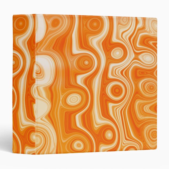 Beautiful Orange Retro Liquid Swirl Groovy Style 3 Ring Binder (Front/Spine)