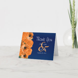 Orange and Navy Blue Monogram Card