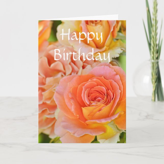 Beautiful orange rose birthday card (Front)