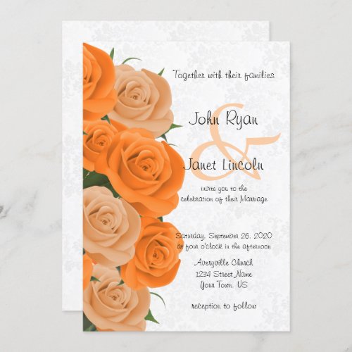 Beautiful Orange Rose Flower Wedding Invitations 2