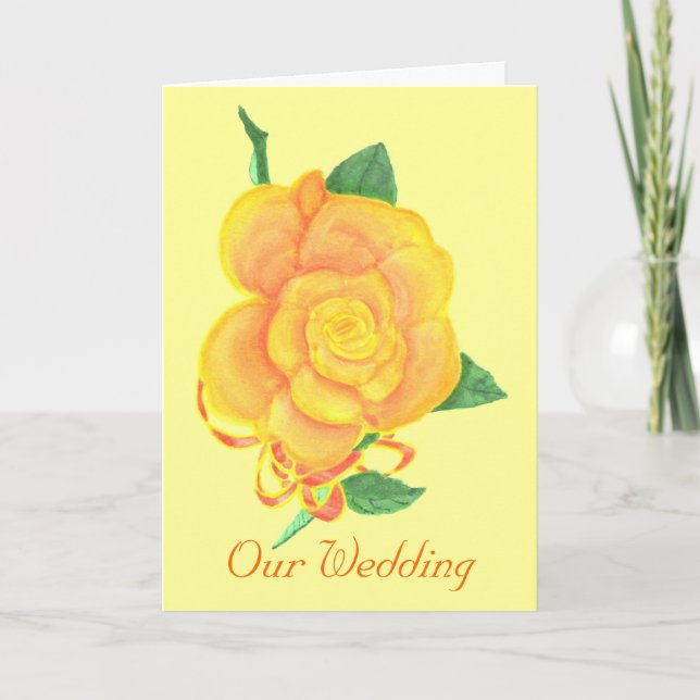 Beautiful Orange Rose, Wedding Invitation Cards (Front)