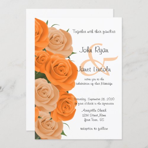 Beautiful Orange Rose Wedding Invitations