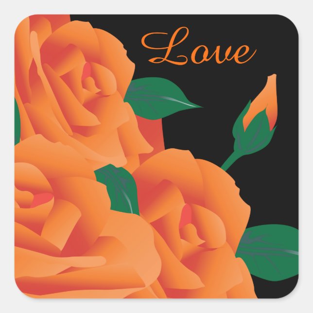 Beautiful Orange Roses Square Sticker (Front)