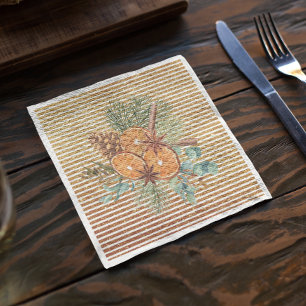 Beautiful Orange Slice Pine Bouquet Christmas Napkins
