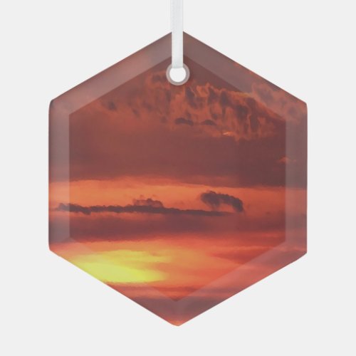 Beautiful Orange Sunrise Art Suncatcher Glass Ornament