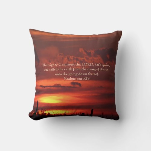 Beautiful Orange Sunrise Art with Bible Verse Throw Pillow