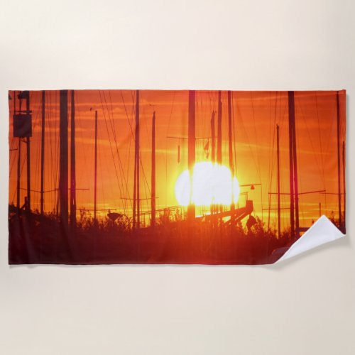 Beautiful Orange Sunset Beach Towel