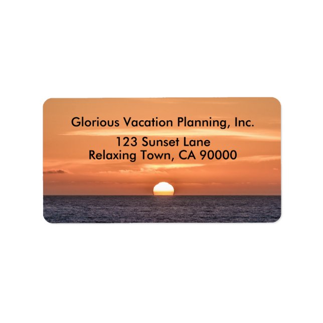 Beautiful Orange Sunset in the Ocean Address Label (Front)